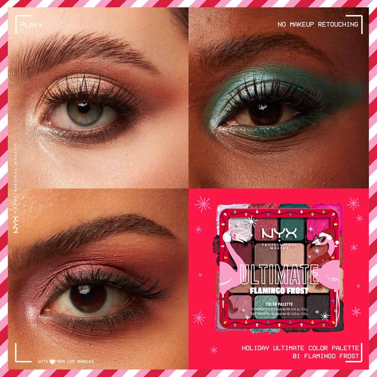 Make up occhi NYX Natale 2023 palette Flamingo Frost