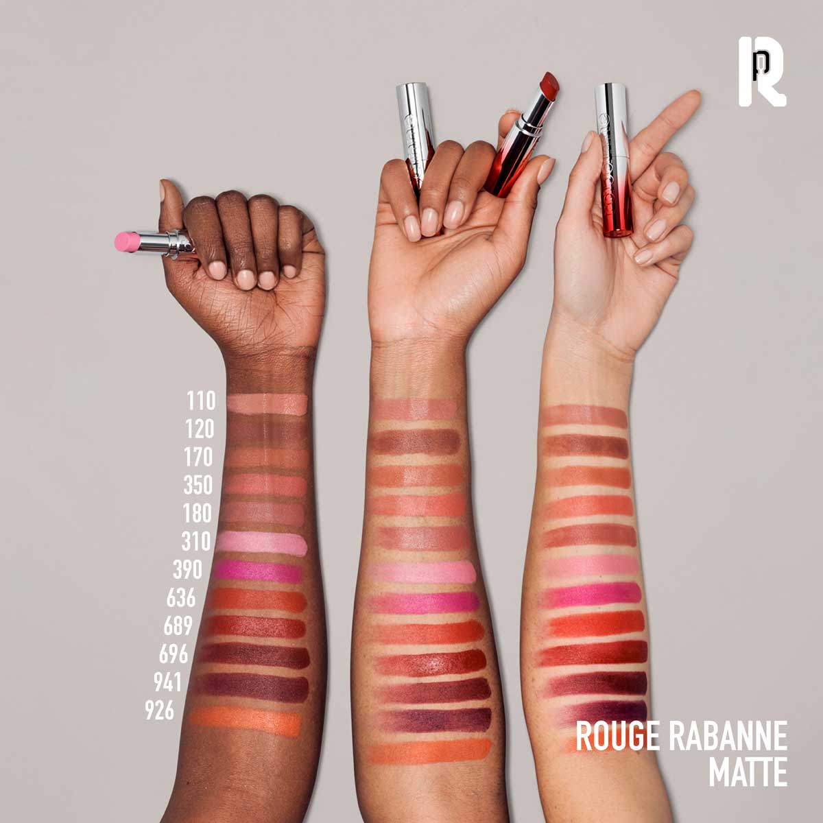 Swatches rossetti Rouge Rabanne Famous opachi
