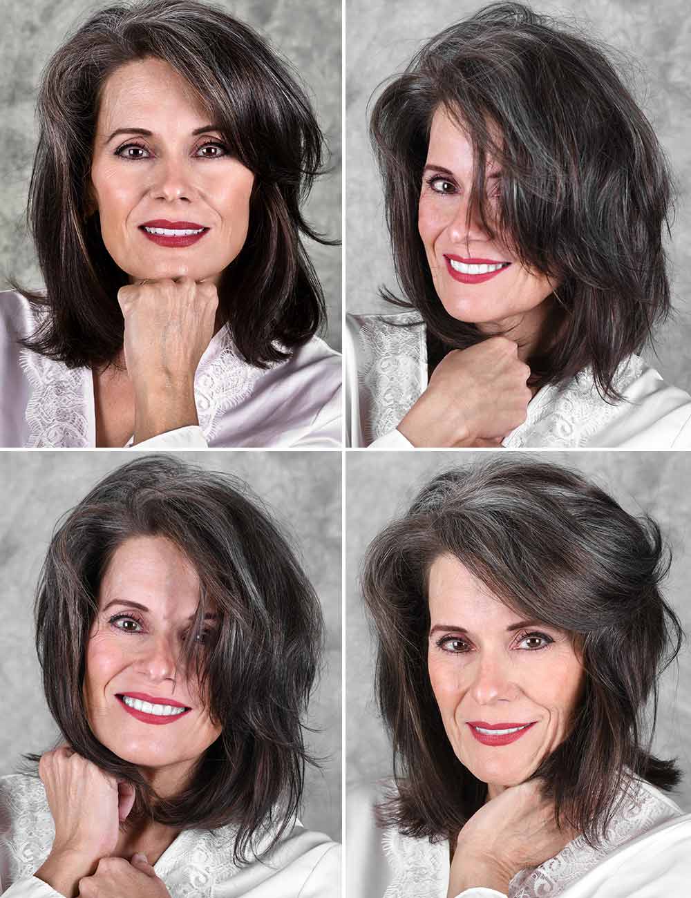 Long bob scalato ciuffo donna matura Long bob scalato ciuffo donna matura