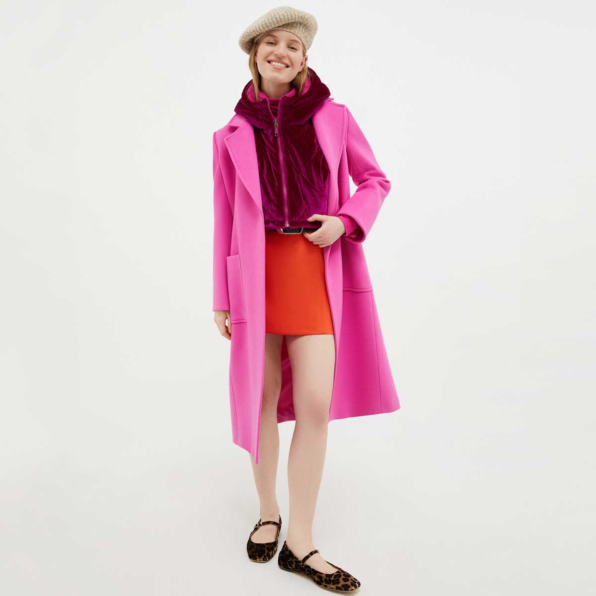 cappotto rosa lungo
