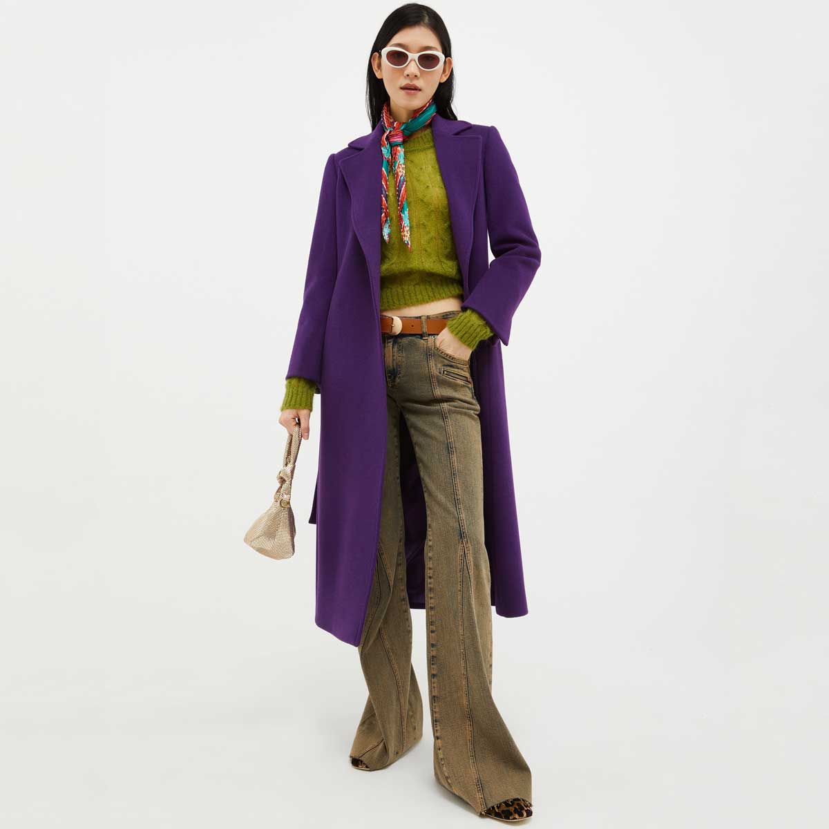 cappotto viola in lana