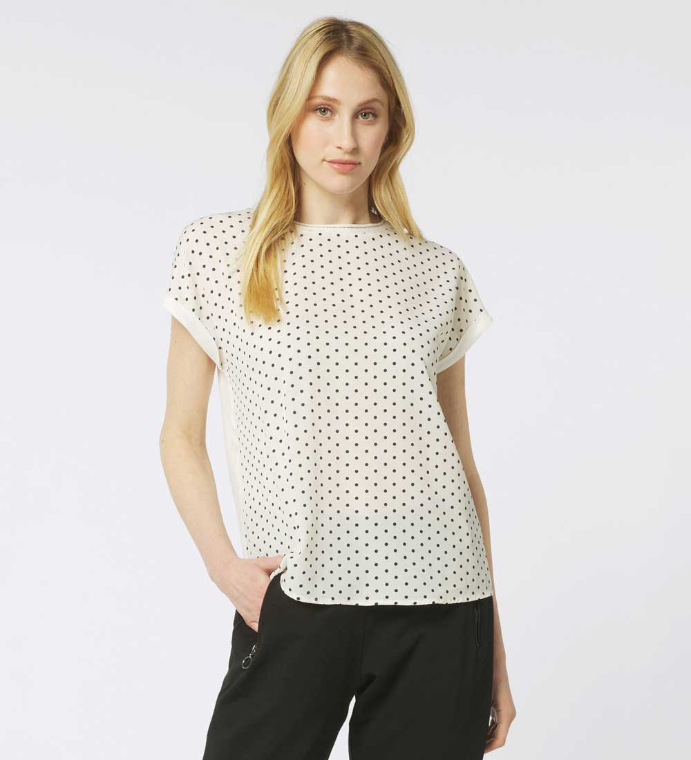 t-shirt girocollo a pois 