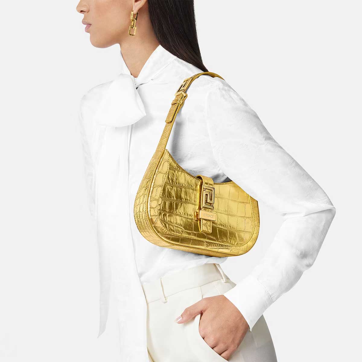 hobo bag oro Versace