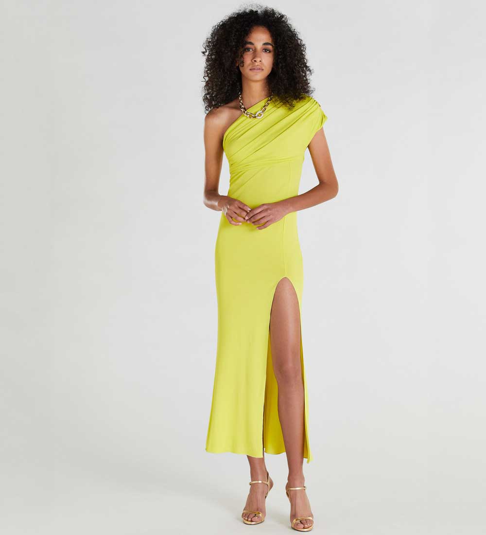 Vestiti lungo giallo acido Vestito lungo giallo acido