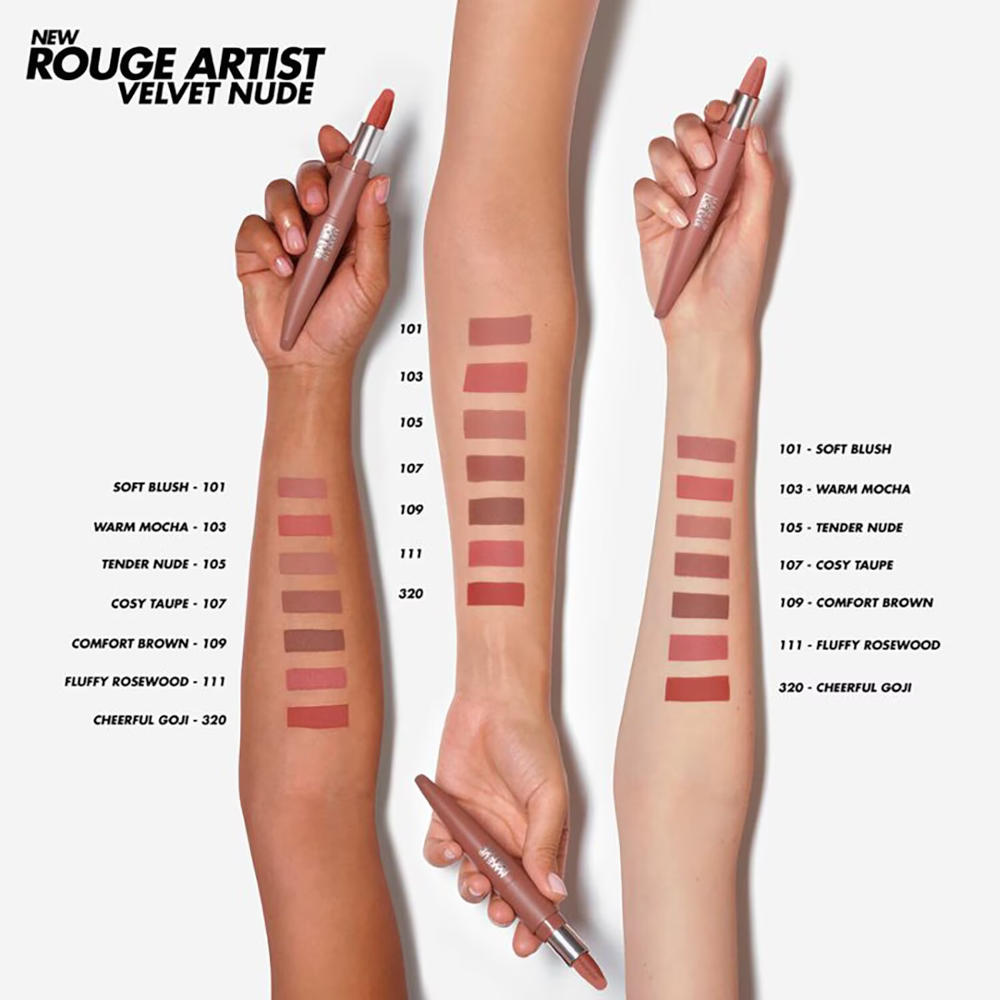 Swatches rossetti Rouge Artist Velvet Nude Make Up For Ever
