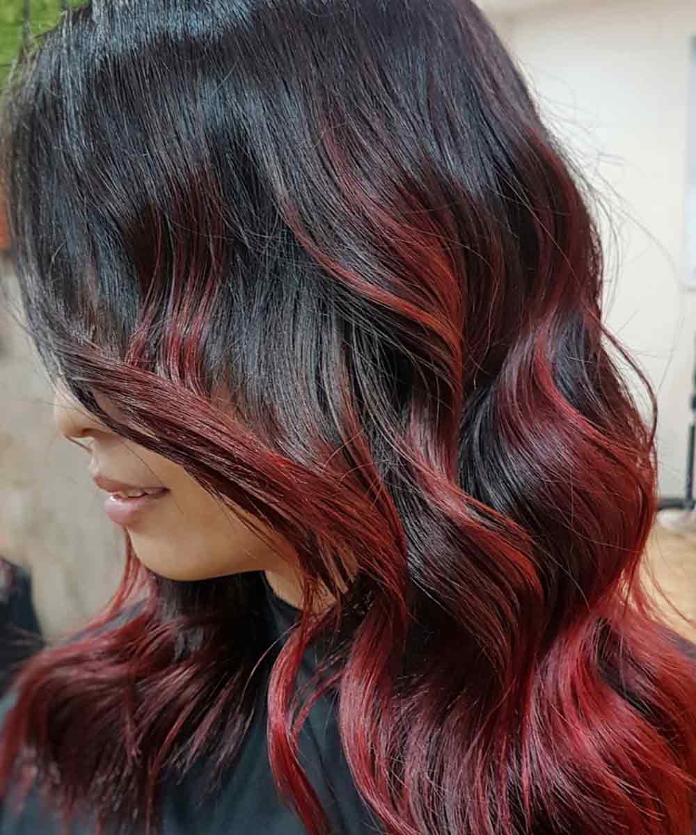 Capelli ciocche rosse Capelli ciocche rosse