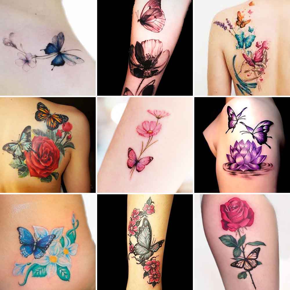 Tatuaggi fiori farfalle