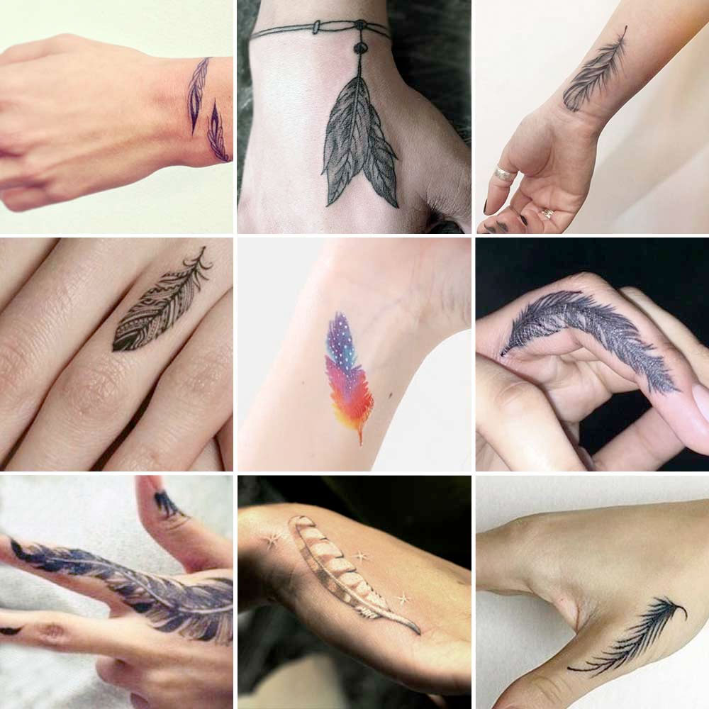 Tatuaggi piuma mano e polso