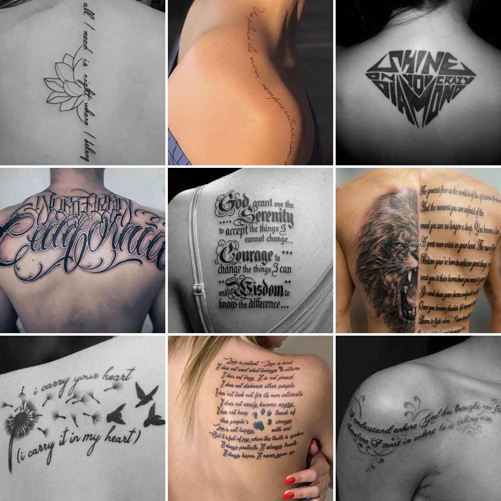Tatuaggi scritte su schiena e spalle