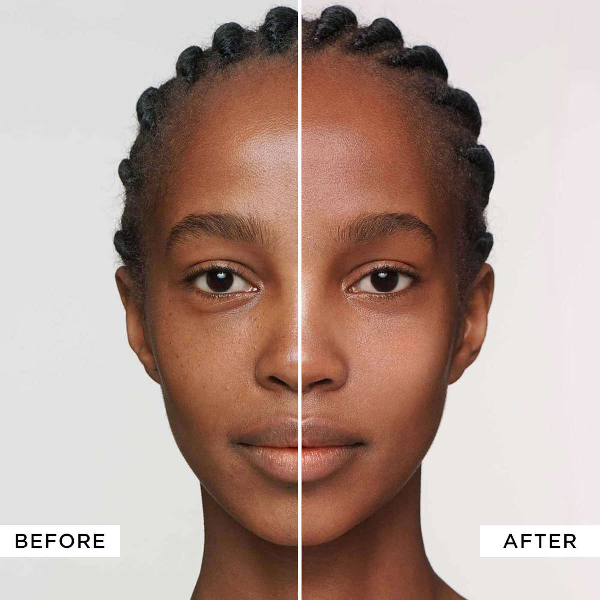 Prima e dopo primer Clarins per aumentare la luminosità del viso