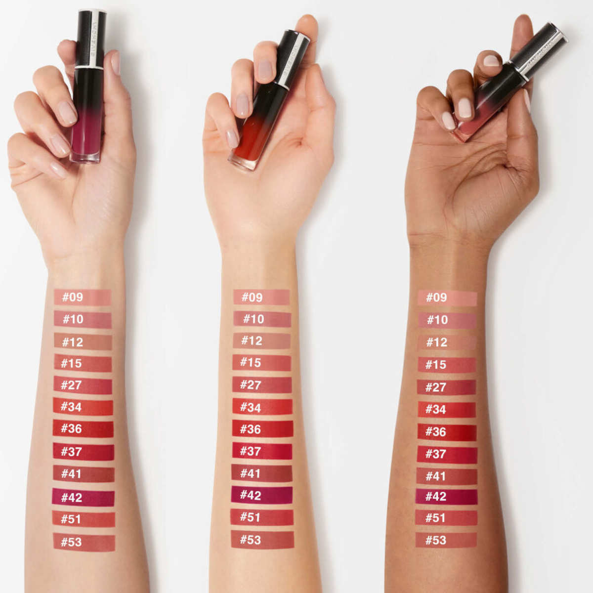 Swatches rossetto Givenchy Le Rouge Interdit Cream Velvet 