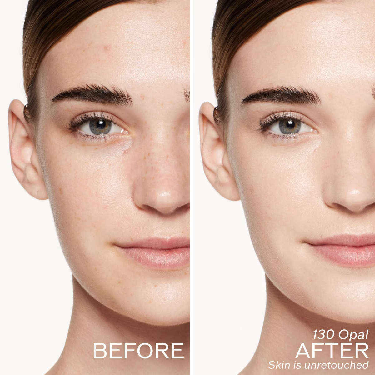 Prima e dopo fondotinta liquido Shiseido Revitalessence Skin Glow