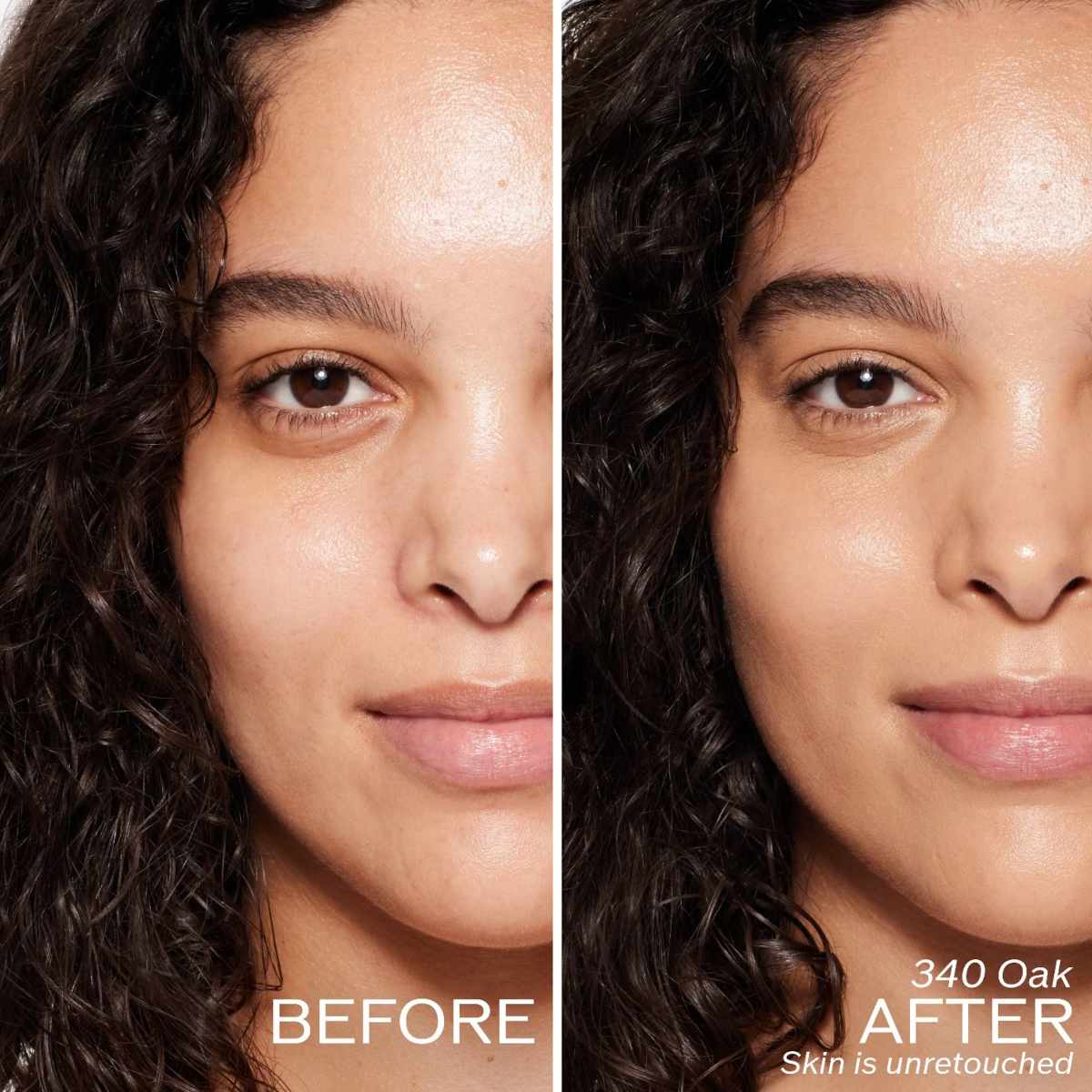 Prima e dopo fondotinta Shiseido Revitalessence Skin Glow