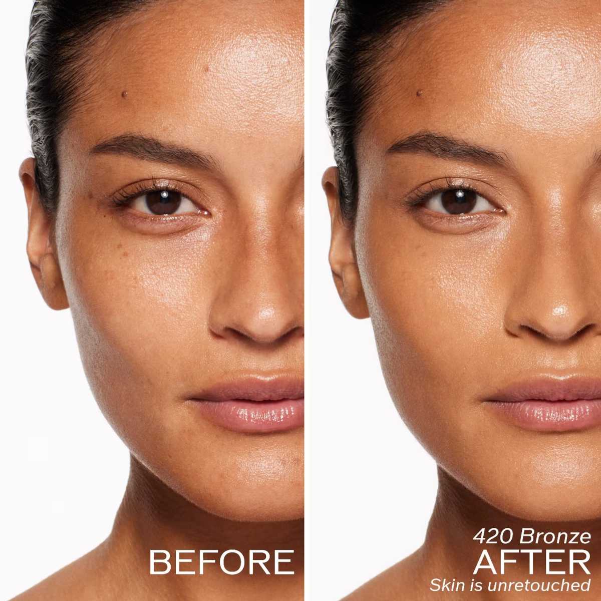 Prima e dopo fondotinta Revitalessence Skin Glow di Shiseido 