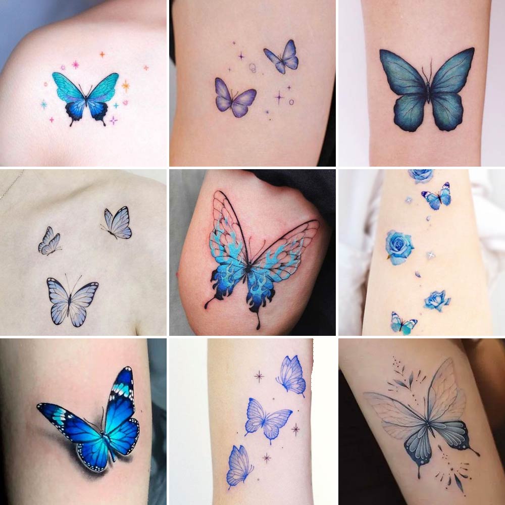 Tatuaggi farfalla blu e azzurra