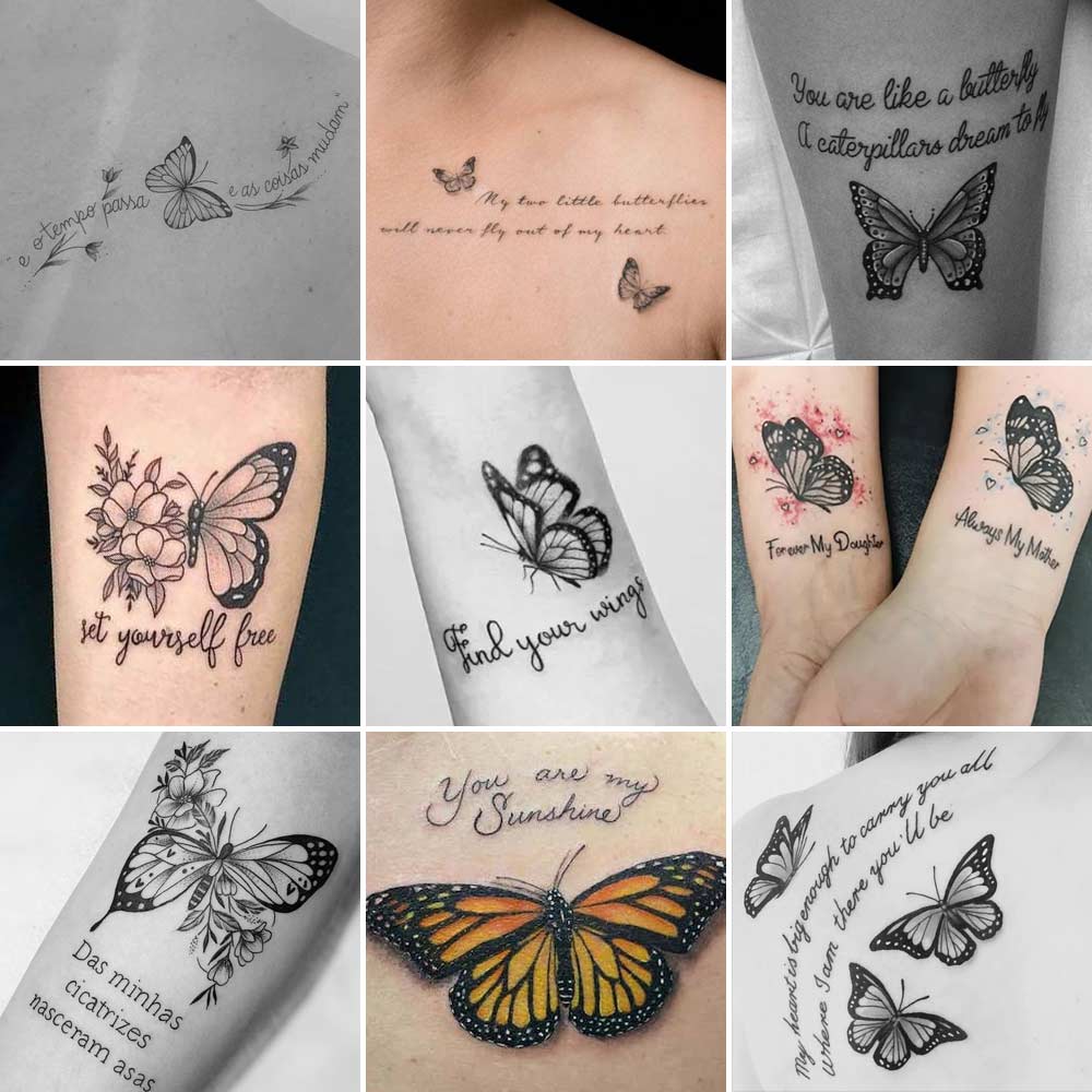 Tattoo farfalla con scritte