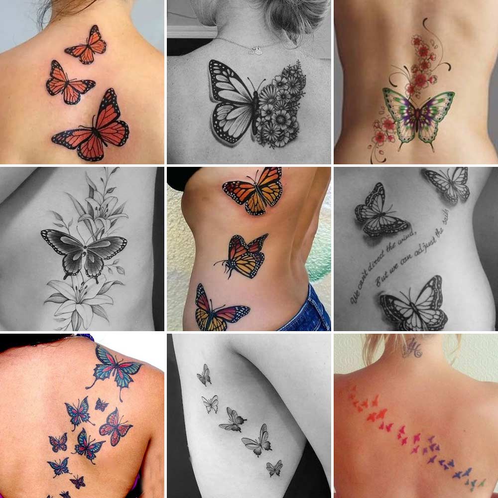 Tatuaggi farfalla fianco e schiena