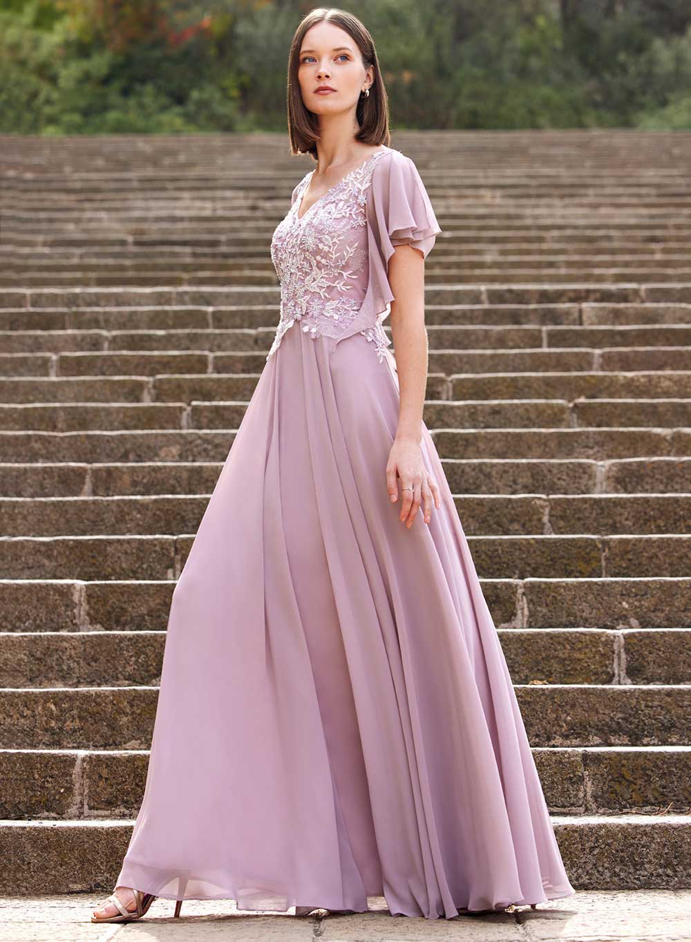 vestito da sposa lungo rosa
