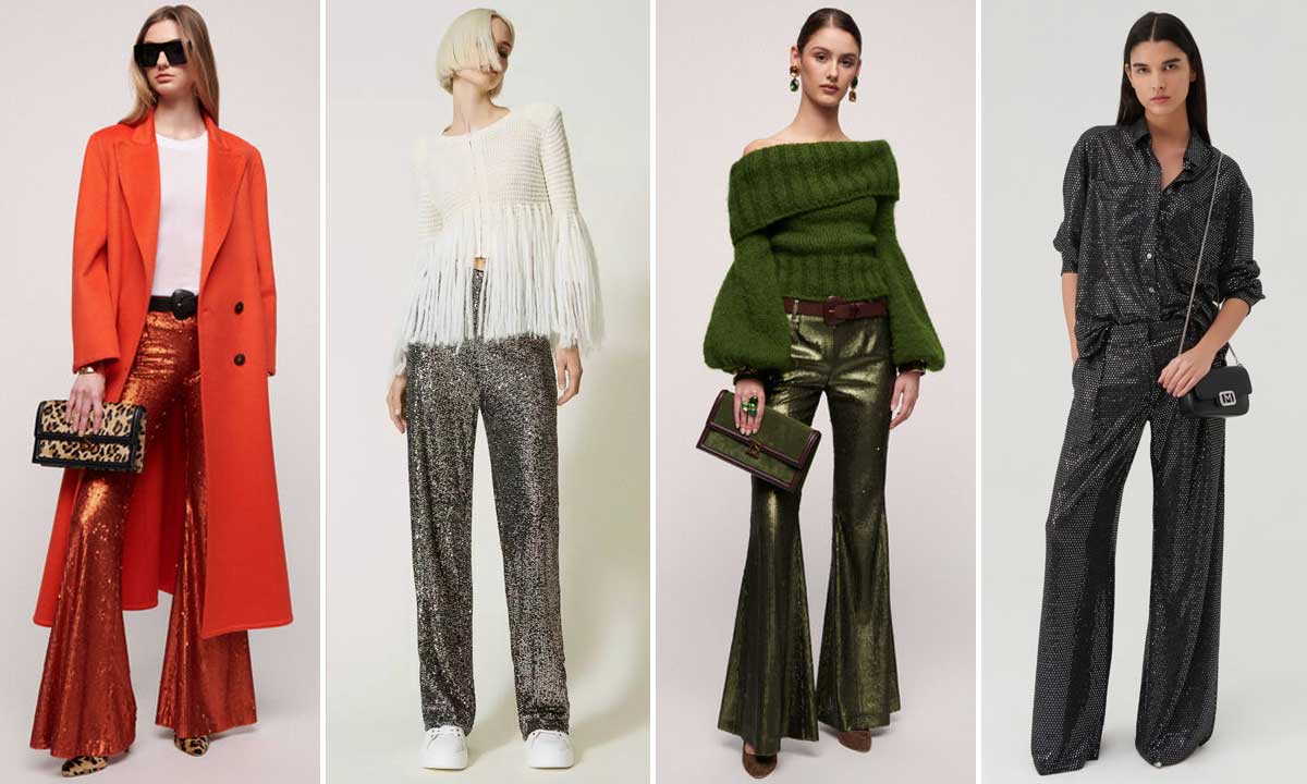 Trend moda inverno 2024 i pantaloni di paillettes