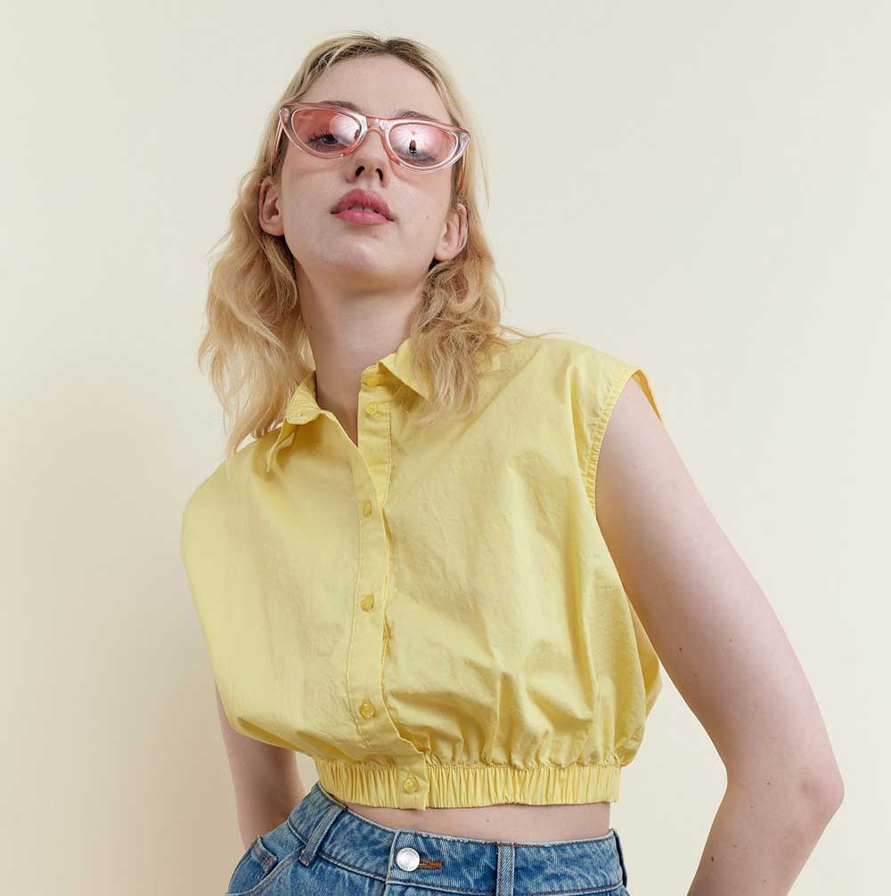 camicia cropped tinta unita camicia cropped tinta unita
