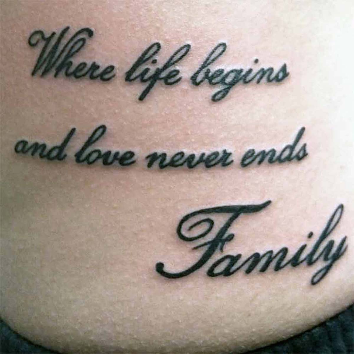 Tatuaggio Dove la vita inizia e l'amore non finisce mai