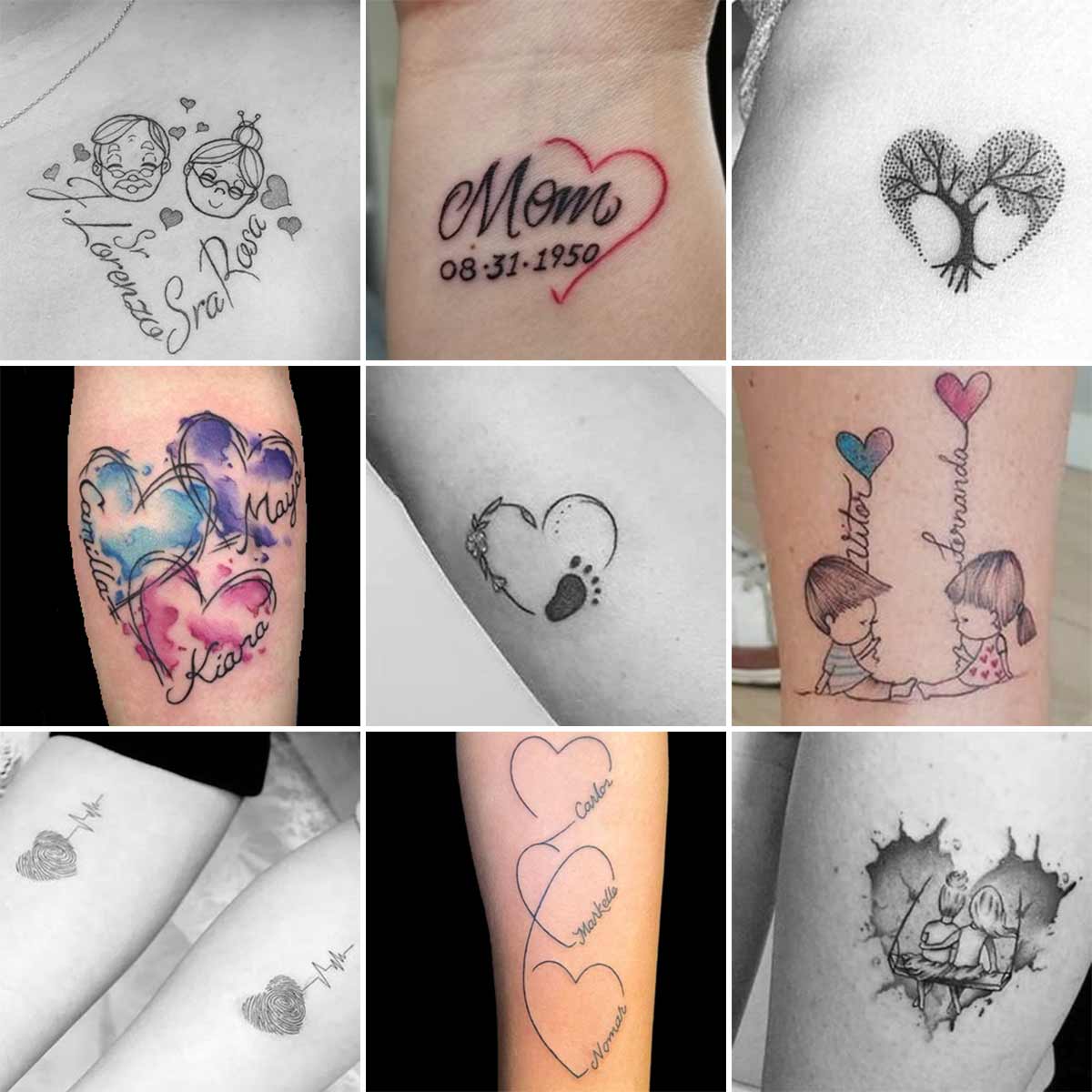 Tatuaggio famiglia con cuore