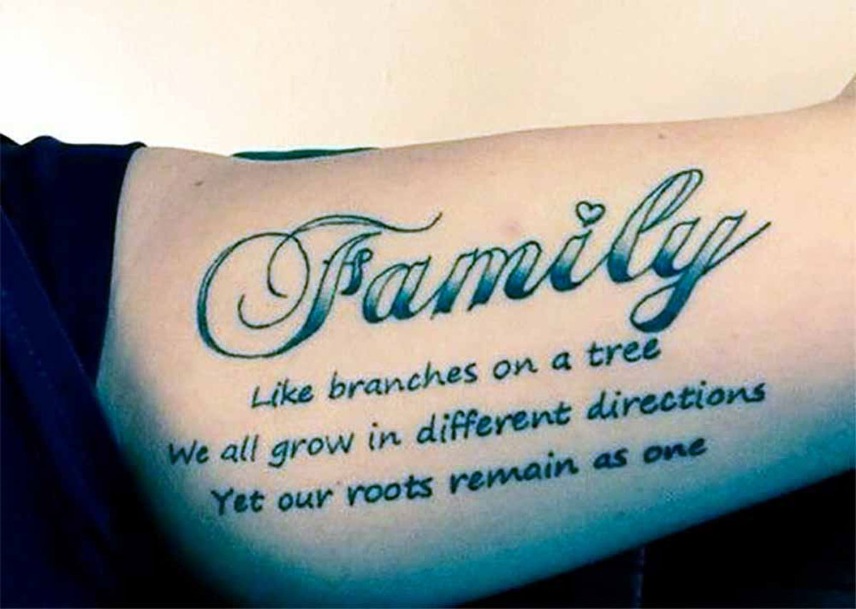 Tatuaggio family like branches on a tree we all grow in different directions yet our roots remain as one