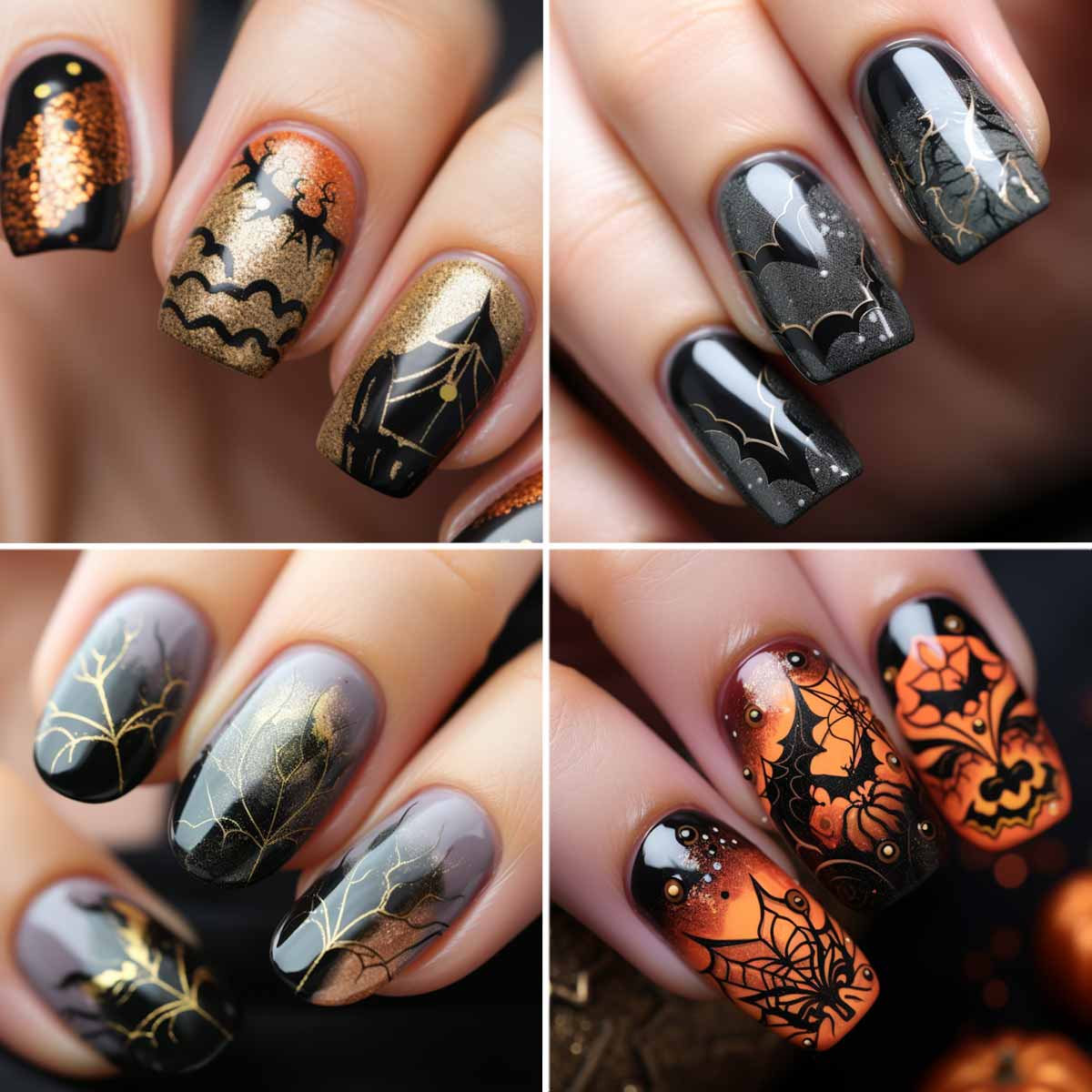 Unghie Halloween pipistrello nail art 2023