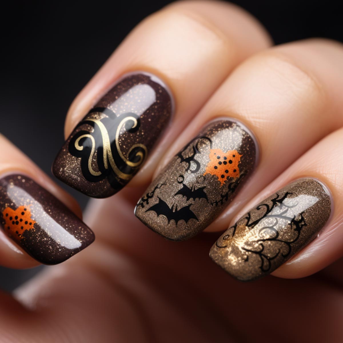 Halloween pipistrelli nail art 