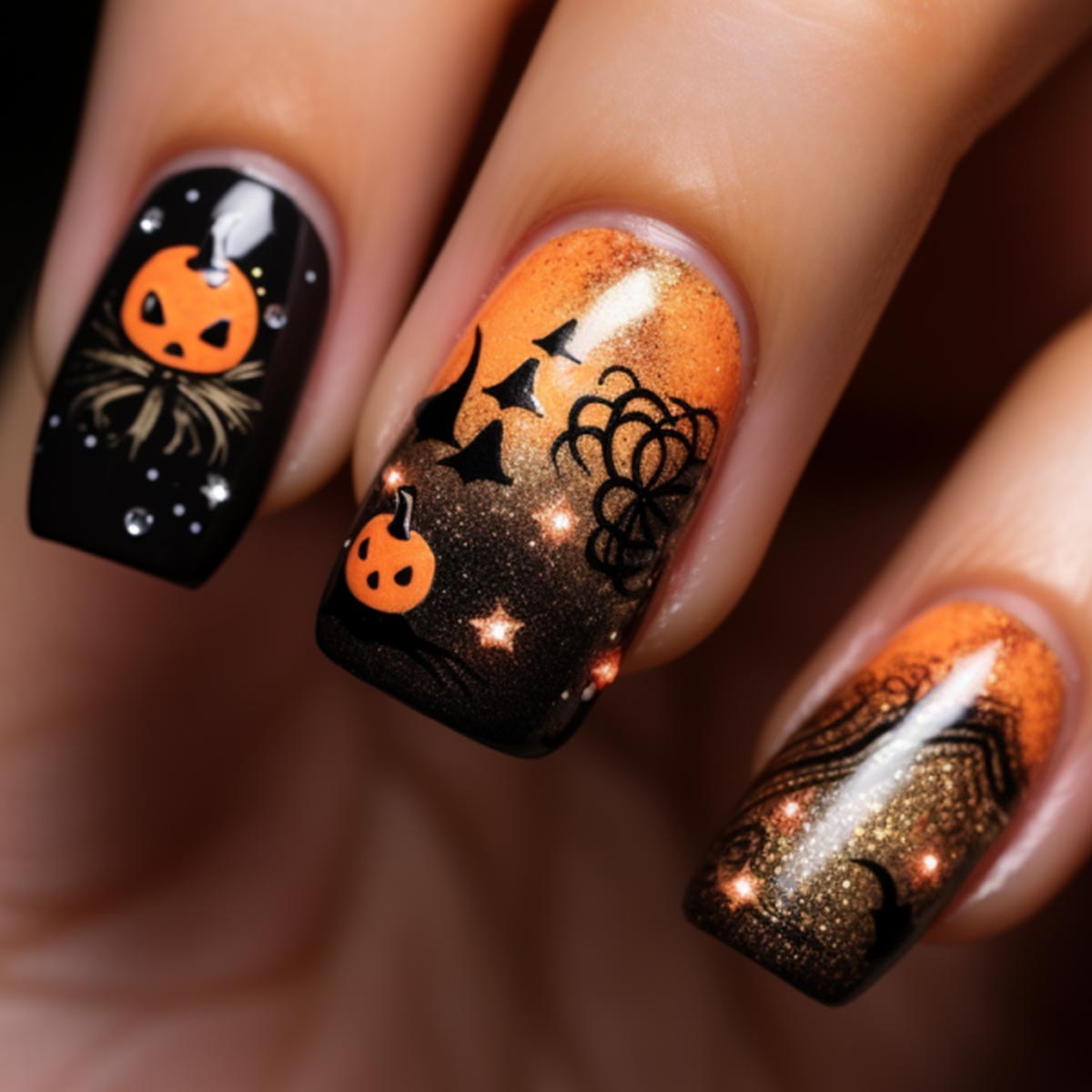 Halloween zucche nail art