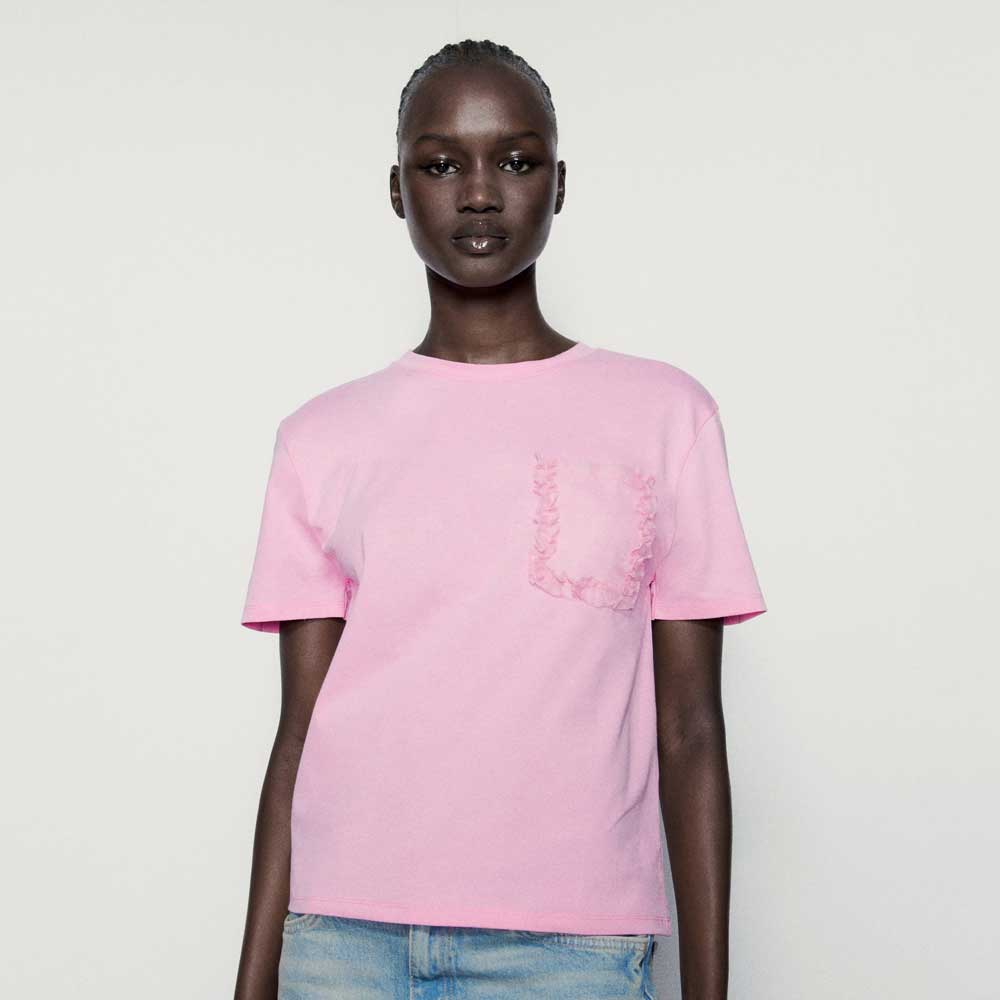 t-shirt rosa maniche corte