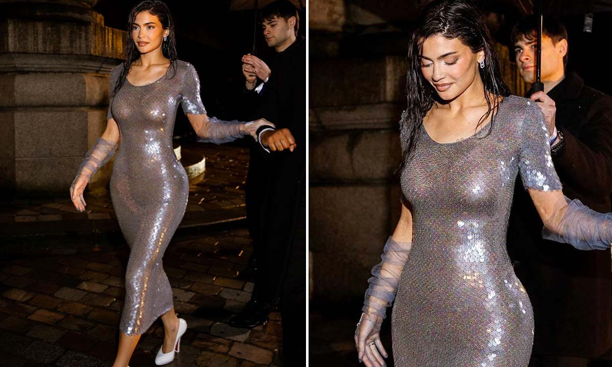 Kylie Jenner incanta con abito a sirena di paillettes
