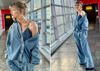 Alessandra Amoroso in outfit total denim