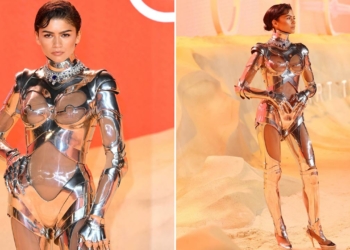 Zendaya è un robot d'argento alla première di "Dune 2"